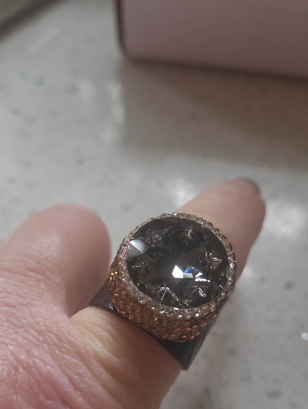 Fabulous Eye Candy For Your Fingers Sparkly Leather Wrapped Adjustable Ring